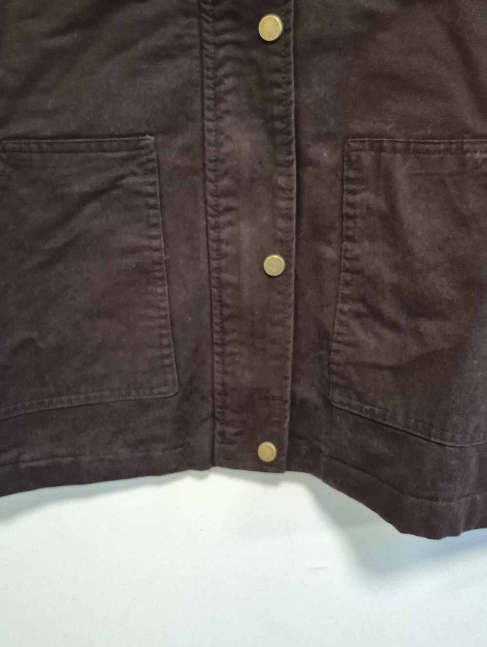 Hunter Barn Jacket Brown Canvas Corduroy Collar Boxy Oversized Sz L $149 NWT - Picture 5 of 16